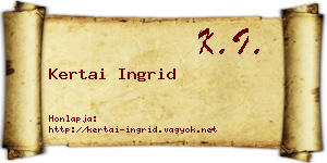 Kertai Ingrid névjegykártya